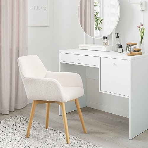 YEEFY Desk Chair No Wheels Vanity Chair Makeup Chair Comfy Accent Chair for Living Dining Room Bedroom Home Office Mid Centur